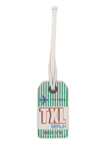 Tila March stripe-pattern leather hangtag - Verde