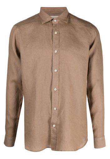 Tintoria Mattei cutaway collar linen shirt - Marrone