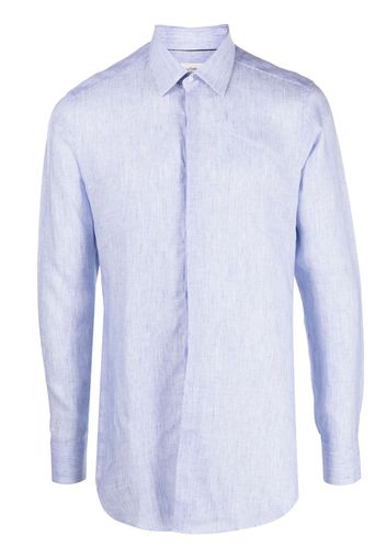 Tintoria Mattei striped button-up linen shirt - Blu