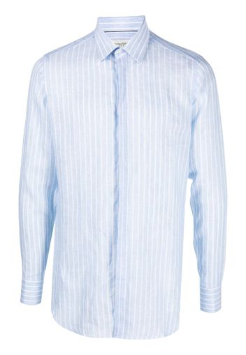 Tintoria Mattei striped button-up linen shirt - Blu