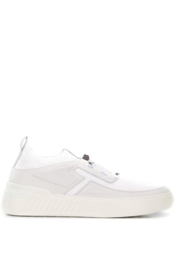 leather-panel low-top knit trainers