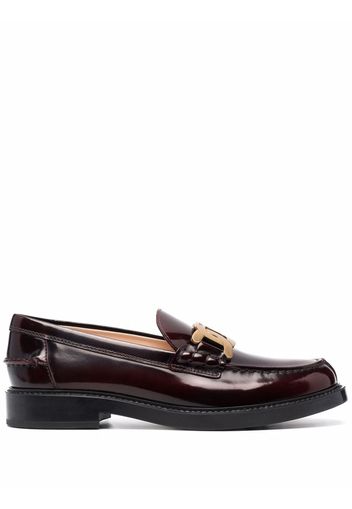 Tod's patent leather logo-plaque loafers - Rosso