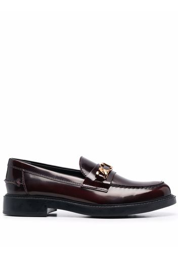 Tod's logo-plaque leather loafers - Rosso