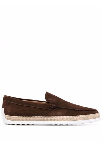 Tod's almond toe suede loafers - Marrone