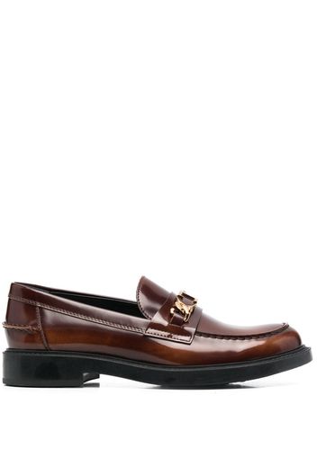 Tod's logo chain-embellished loafers - Marrone