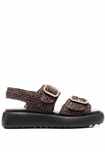 Tod's chunky woven raffia sandals - Marrone