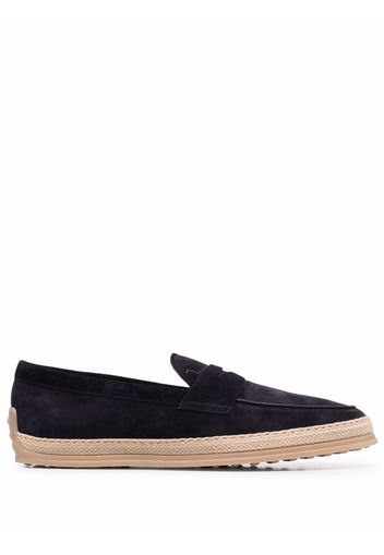 Tod's woven-trim penny loafers - Blu