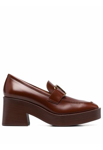 Tod's square-toe leather loafers - Marrone