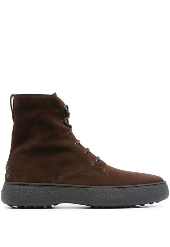 Tod's W.G. lace-up leather boots - Marrone