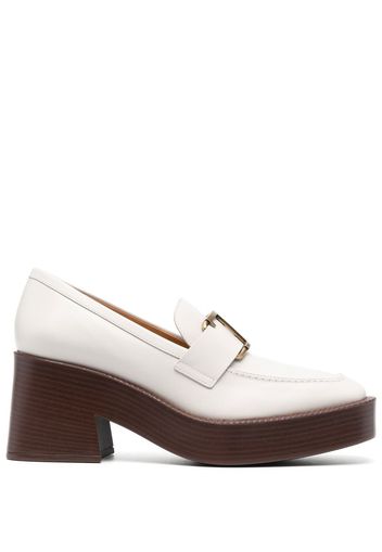 Tod's T logo-plaque platform loafers - White