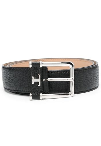 Tod's logo-buckle grained leather belt - Nero