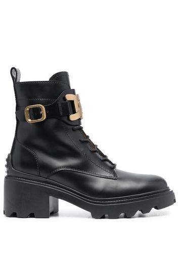 Tod's 70mm chain-detail lace-up boots - Nero