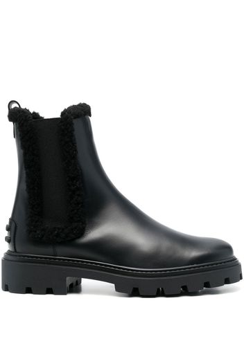 Tod's leather faux-shearling trim boots - Nero