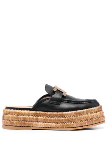 Tod's logo-plaque leather espadrilles - Nero