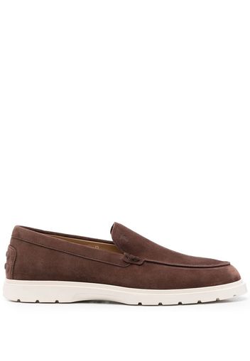 Tod's suede almond-toe loafers - Marrone