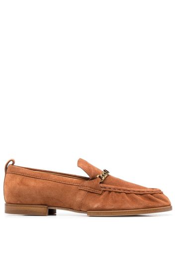 Tod's logo-plaque suede loafers - Marrone