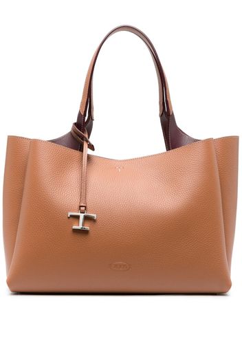 Tod's Borsa tote T Timeless con ciondolo logo - Marrone