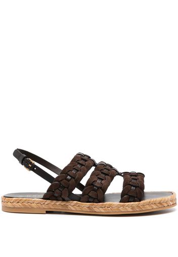 Tod's woven-design open-toe sandals - Marrone