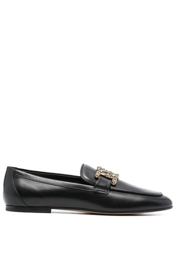 Tod's Catena crystal-embellished leather loafers - Nero