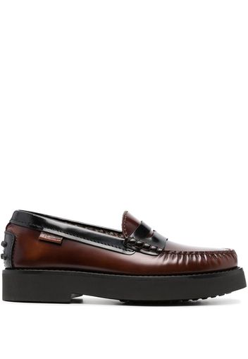 Tod's two-tone leather loafers - Marrone