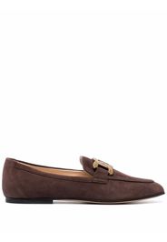 Tod's chain-plaque suede loafers - Marrone