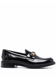 Tod's logo-plaque leather loafers - Nero