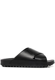 Tod's logo-debossed leather slides - Nero