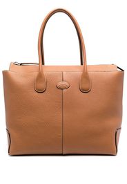 Tod's logo-patch leather tote bag - Marrone