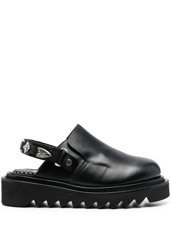 Toga Pulla buckled ankle-strap flat mules - Nero