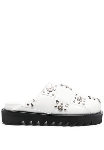 Toga Pulla stud-embellished leather slippers - Bianco