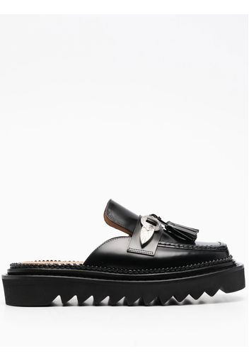 Toga Pulla tassel-detail leather mules - Nero