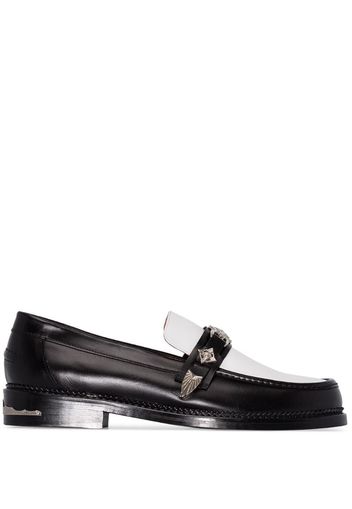 two-tone buckled loafers