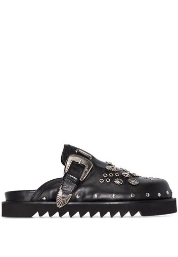 Black studded leather slip-on shoes