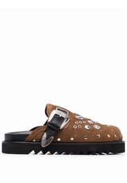 Toga Virilis stud-embellished buckled clogs - Marrone