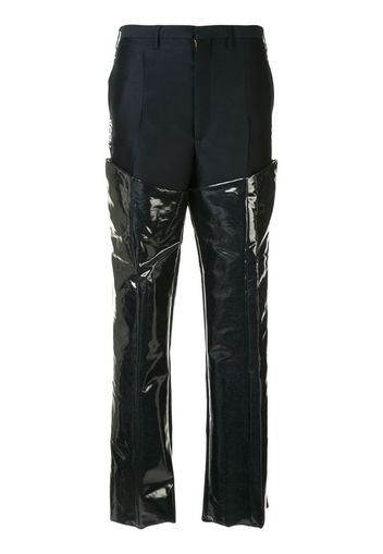 patent panelled trousers