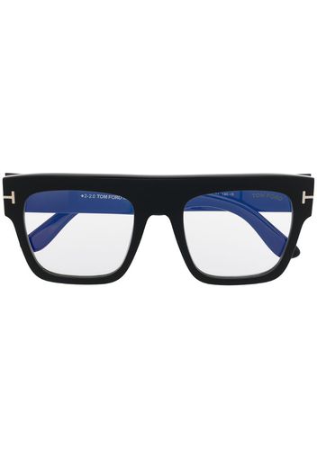 square-frame clear-lens glasses