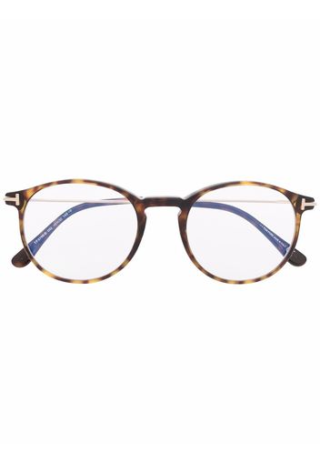 TOM FORD Eyewear Occhiali tondi con effetto tartarugato - Marrone