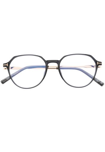 TOM FORD Eyewear T-logo round-frame glasses - Blu