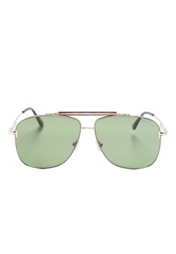 TOM FORD Eyewear polished pilot-frame sunglasses - Marrone