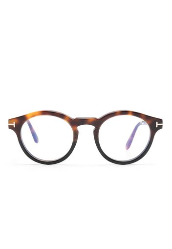 TOM FORD Eyewear tortoiseshell-effect round-frame glasses - Marrone