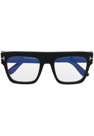 square-frame clear-lens glasses