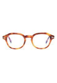 TOM FORD Eyewear Occhiali ovali con effetto tartarugato - Marrone