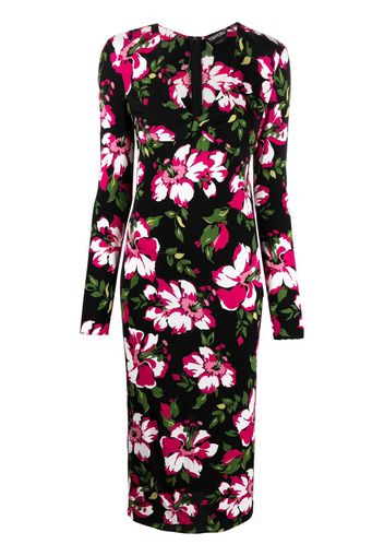 TOM FORD Vestito midi a fiori - Nero