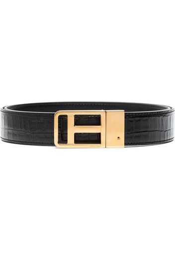 TOM FORD T buckle crocodile-embossed belt - Nero