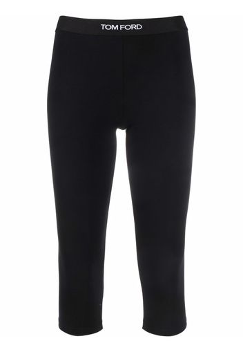 TOM FORD cropped logo-waistband leggings - Nero