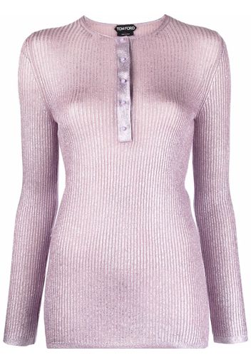 TOM FORD glossy fine ribbed cashmere top - Viola