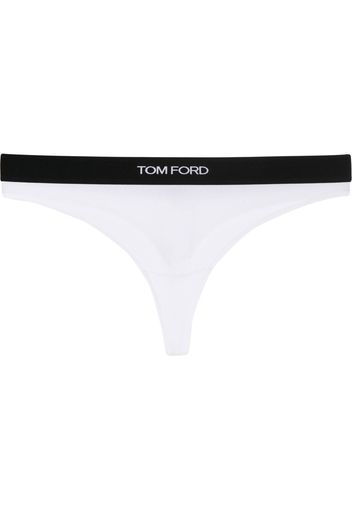 TOM FORD logo-waistband thong - Bianco