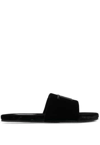 TOM FORD embroidered-logo detail slides - Nero