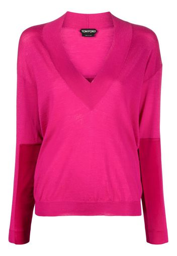 TOM FORD panelled V-neck knitted jumper - Rosa