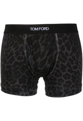 TOM FORD logo-waistband leopard-print boxers - Nero